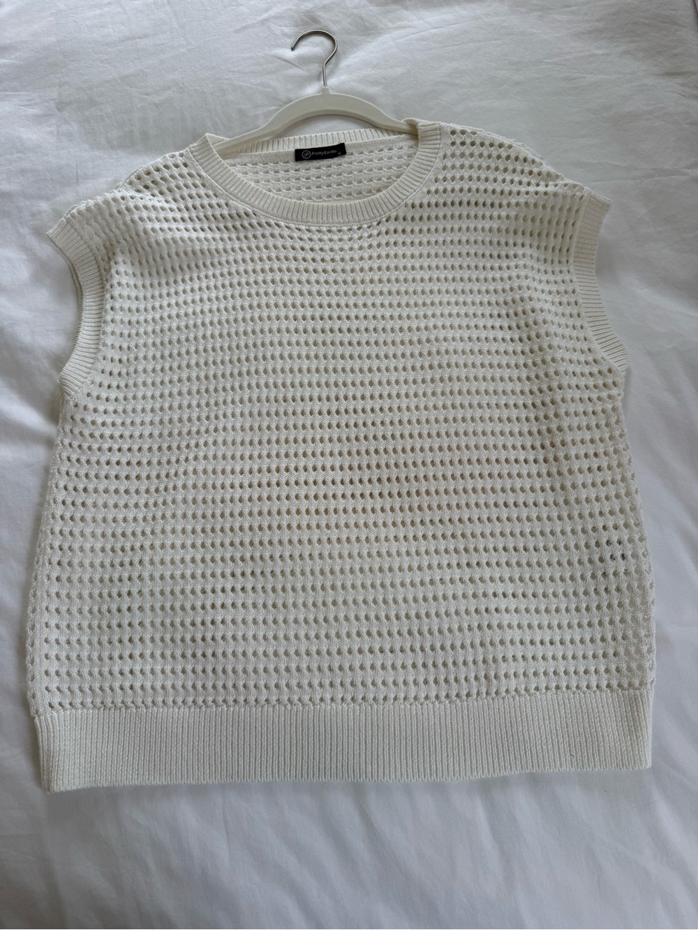 Sleeveless Pointelle Knit Top in White